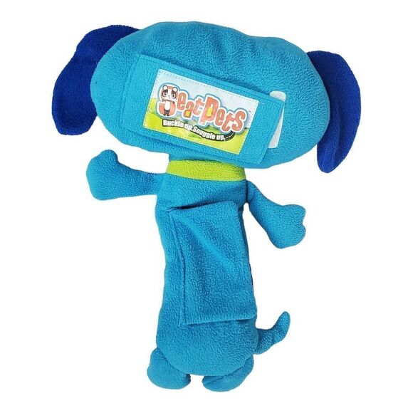 Jay At Play Puppy Dog Car Seat Blue Travel Belt Buddy Pockets Plush Toy - Picture 5 of 10